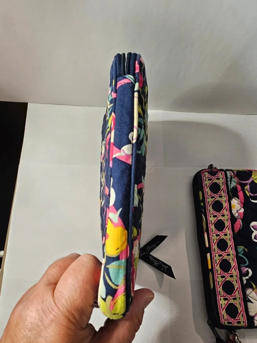 Vera Bradley Navy Floral Quilted Wristlet and Case Set